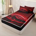 thumbnail image 2 of Manfei Sports Car Zipper Twin Comforter Sets with Fitted Sheet and 2 Pillowcases,Red Neon Light Print Zipper Bedding Set,Black Reversible,4pcs, 2 of 8