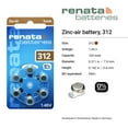thumbnail image 2 of Renata Size 312 Zinc Air 1.45V Hearing Aid Battery (6 Pack), 2 of 5