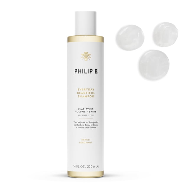 PHILIP B Champú hermoso para todos los días - 7.4 oz. onz. (220 ml) - Aclarante, voluminizador y potenciador del brillo Elimina el exceso de acumulación Sin sulfato Hecho en EE. UU.