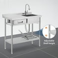 thumbnail image 2 of GloryStar Freestanding Commercial Utility Sink, Stainless Steel Single Bowl Sink with Left Workbench & Faucet, 2 of 7