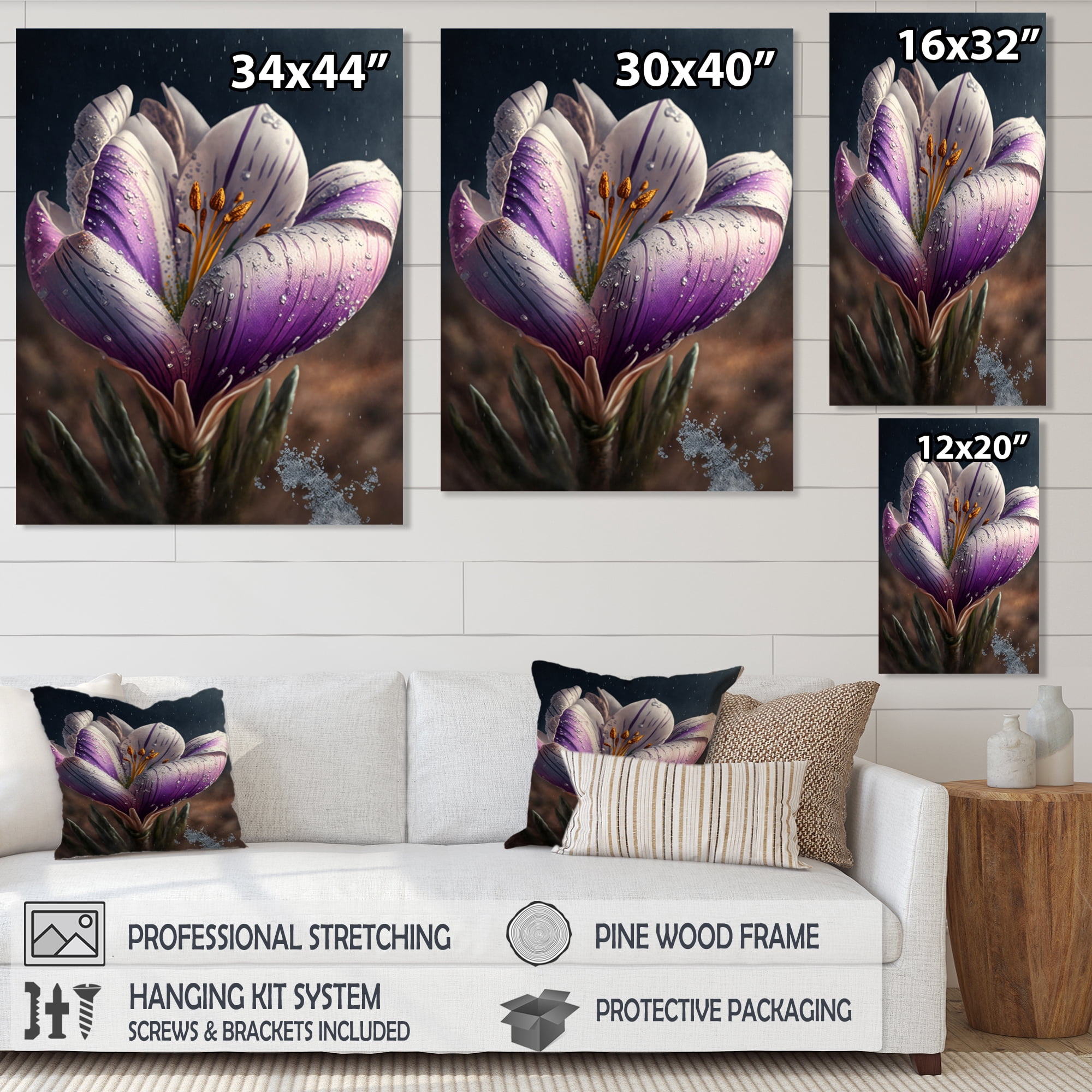 Designart Blooming Crocus III Canvas Wall Art