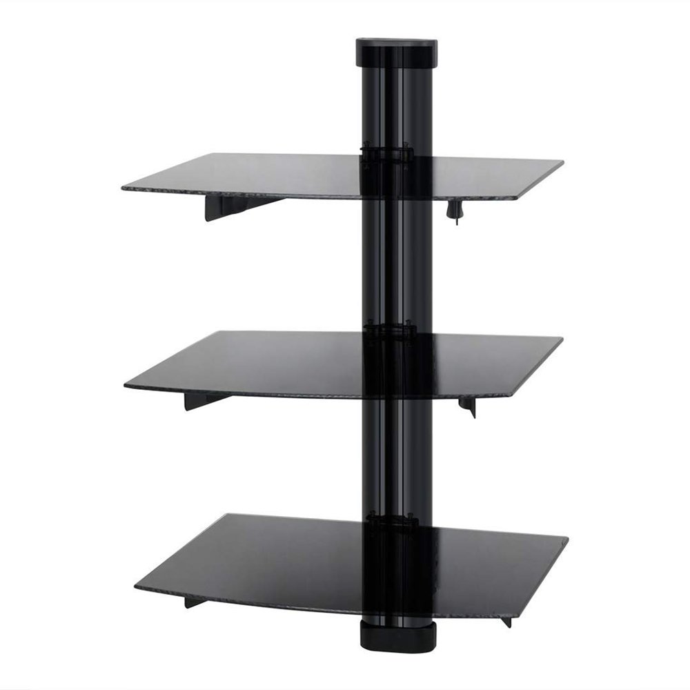 Floating Wall Mounted Shelf 3 Tier AV Shelf with Strengthened Tempered