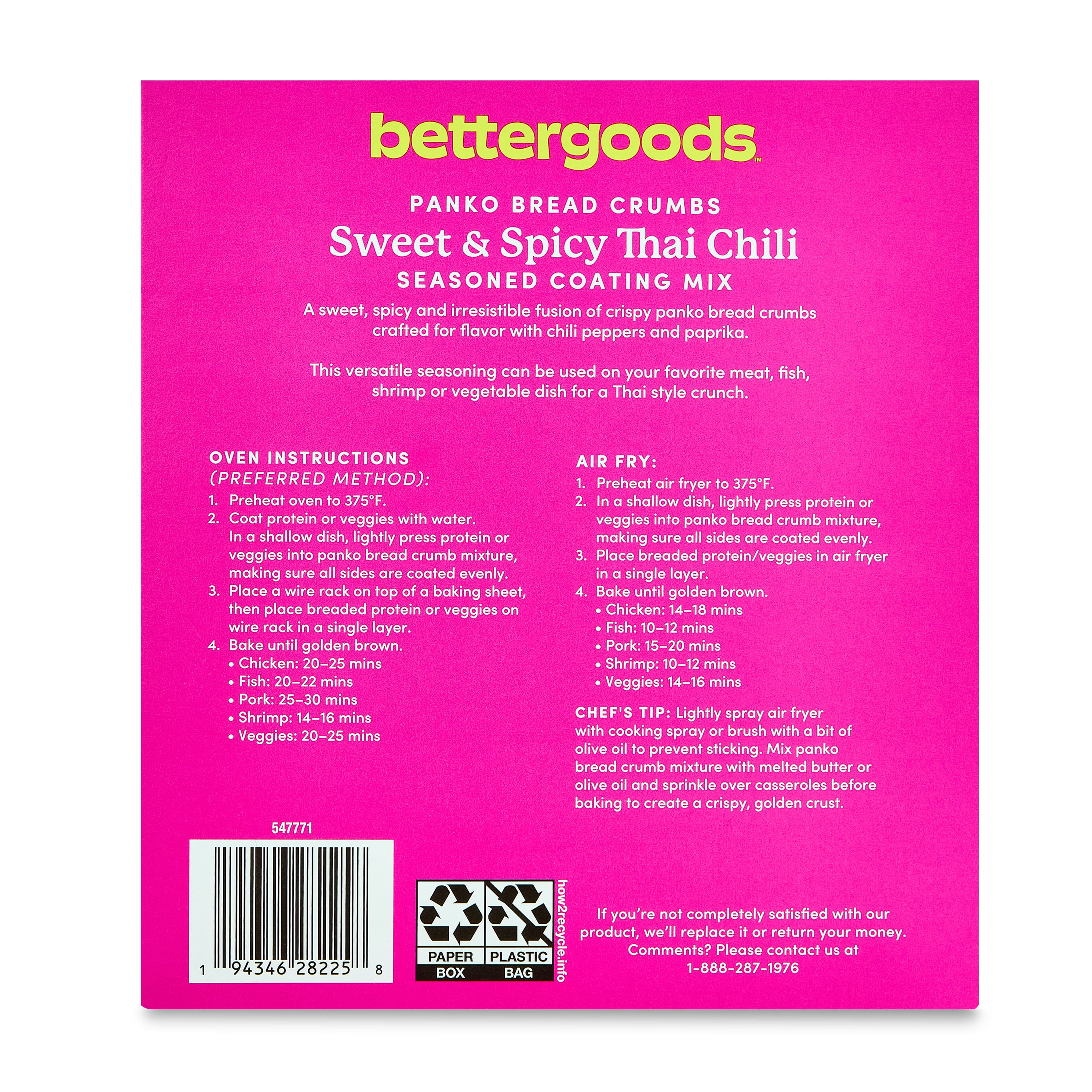 bettergoods Sweet and Spicy Thai Chili Panko Bread Crumbs Seasoned Coating Mix, 4.5 oz
