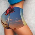 thumbnail image 4 of Fuzoiu Sunset Rose Elegance Print Women's Workout Shorts,Workout Biker Shorts Women,Exercise Fitness Shorts,Scrunch Short, Athletic Shorts for Gym Yoga Running Sport Active-Small, 4 of 8