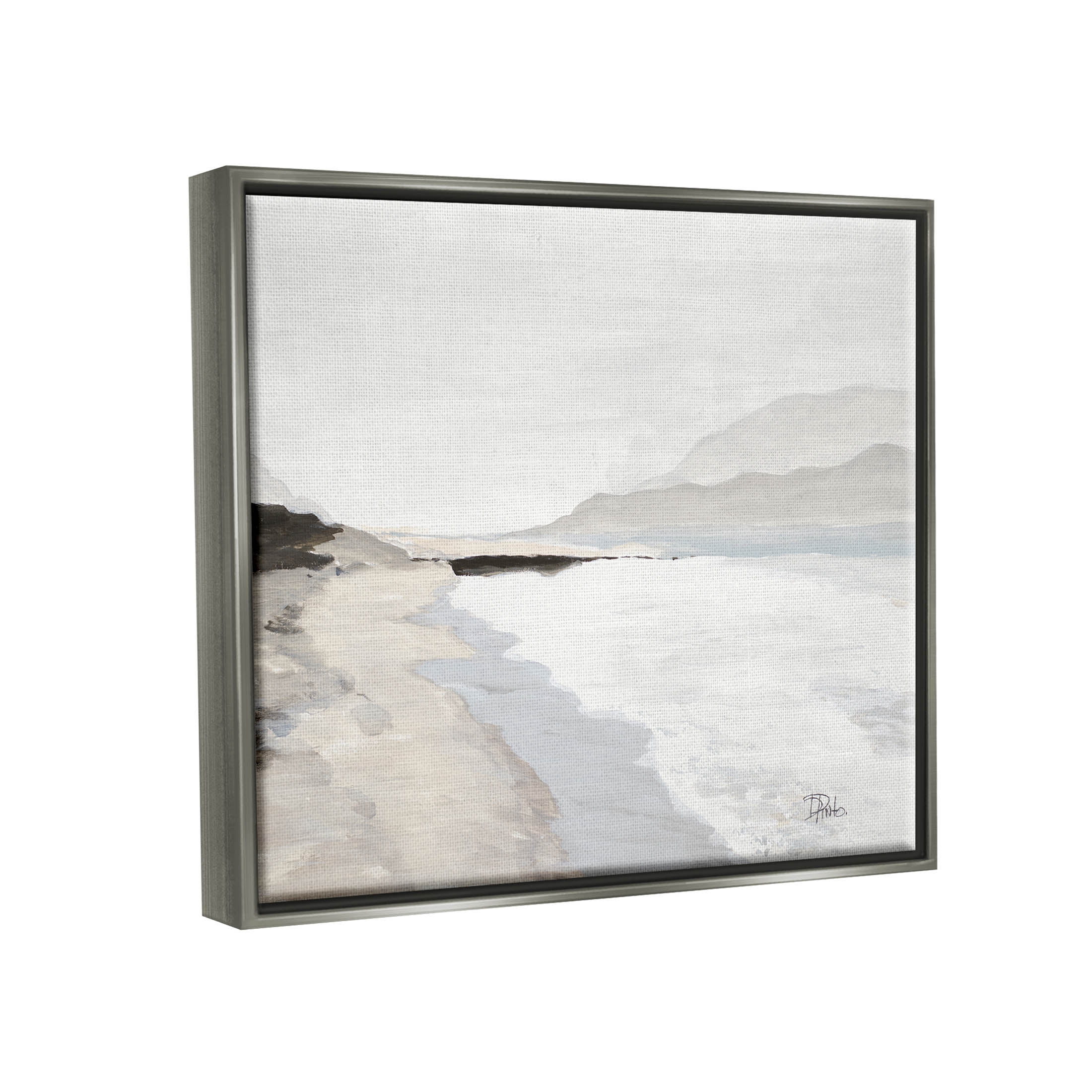 Beach Foam Coastal Shore Coastal Painting Luster Gray Framed Art Print Wall Art