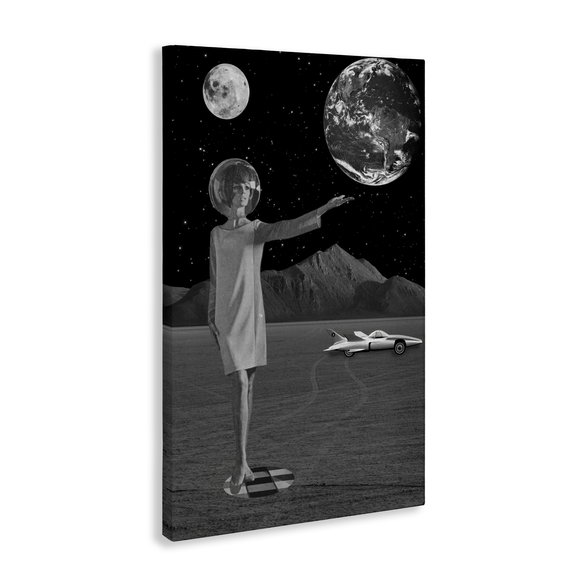 On A Mission Retro Space Canvas Wall Art, design by Elo Marc