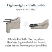 Inglesina Fast Table Chair, Cream - Portable Baby High Chair - for Babies & Toddlers up to 37 lbs - Collapsible Design - Fits Tables 0.8 to 3.5 Thick - Compact & Easy to Use - Travel Bag Included