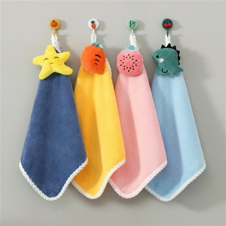 

Happy Date Cute Kids Hand Towels with Hanging Loop Toddler Hanging Hand Towels Microfiber Hand Towels for Bathroom Kitchen Home