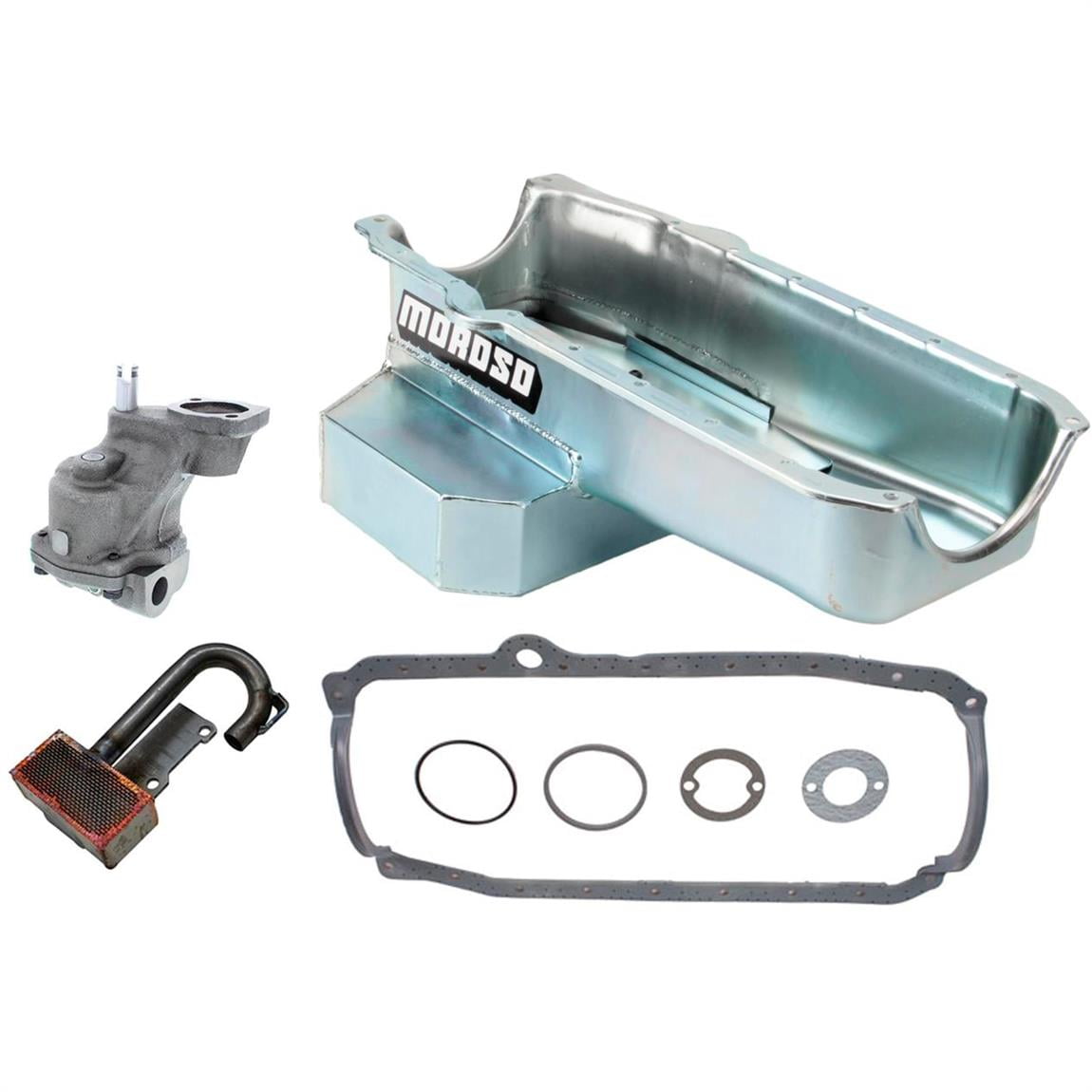 Moroso Oil Pan w/High Volume Oil Pump/Pickup Kit, 86Up SB Chevy