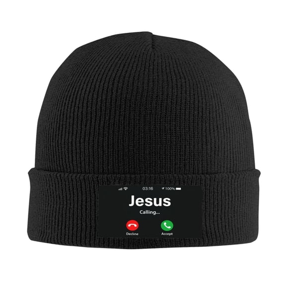 Funny Jesus Phone Christian Men Women Knitted Hat Adult Knit Beanie For Fall Winter Knit Hat Cap