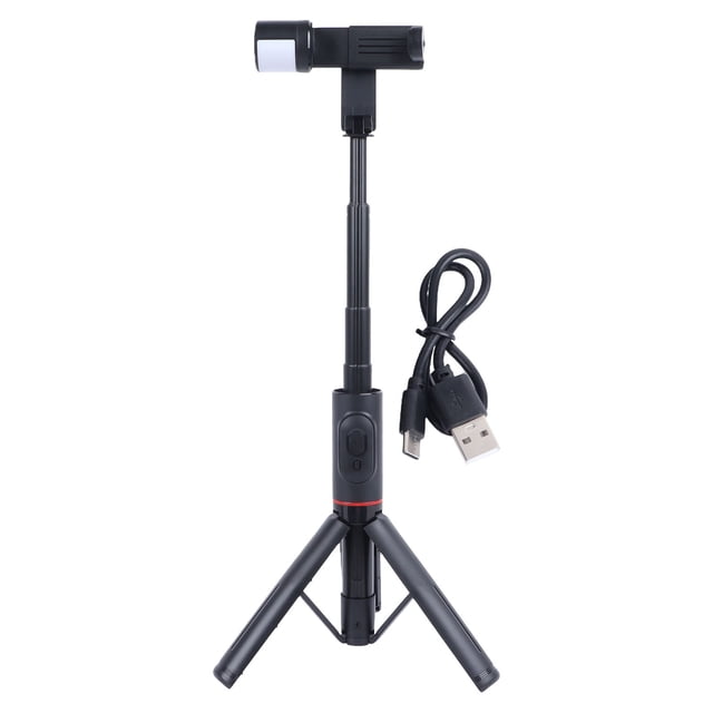 Trípode para selfies, ligero, de alta estabilidad, ajustable, multifunción, para viajes, grabación de fotografías, color negro, con luz