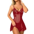 thumbnail image 1 of Gibobby Ropa interior mujer Lenceria Sexy para Mujer Transparente Ropa Interior Lenceria Vestidos de Mujer Sexis Bralette y Tanga Conjunto Interior Mujer(Rojo, G), 1 of 5