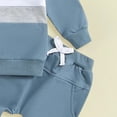 thumbnail image 5 of UngA Baby Boy Fall Winter Clothes Toddler Boy Outfits Long Sleeve Patchwork Color Block Sweatshirt Tops Pants 2 Piece Infant Baby Boy Clothing (Navy,12-18 Months), 5 of 6