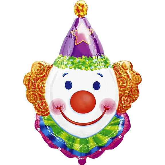 XL 33" Clown Head Super Shape Mylar Foil Balloon Circus Carnival Party