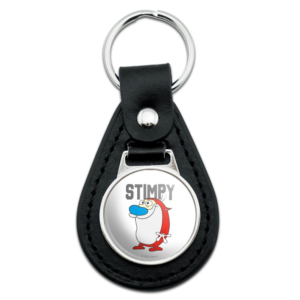 Black Leather Ren and Stimpy Show Collegiate Stimpy Keychain