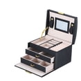 thumbnail image 2 of Iumwxz Three Layer Double Drawer Color Fashion Jewelry Box With Mirror And Lock, 2 of 3