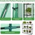 thumbnail image 4 of 3-Tier Lean-to Portable Greenhouse, 79"x39"x83" Heavy Duty Walk-in Garden House, Indoor Outdoor with Wire Shelves, 2 Roll-Up Zipper Doors, PE Weatherproof Cover & Steel Frame, 4 of 9