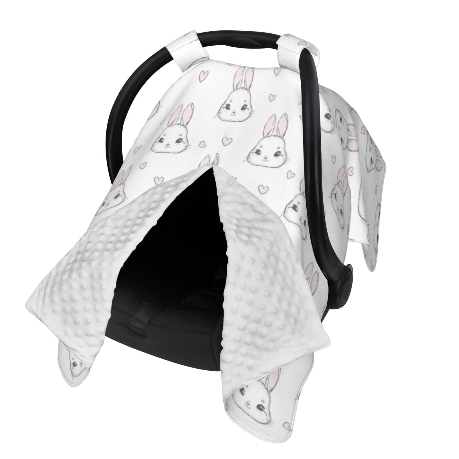 Naloa Heart Rabbit Baby Car Seat Cover, Breathable Baby Carrier Cover, Multiuse Baby Carrier Cover & Nursing Breastfeeding Cover