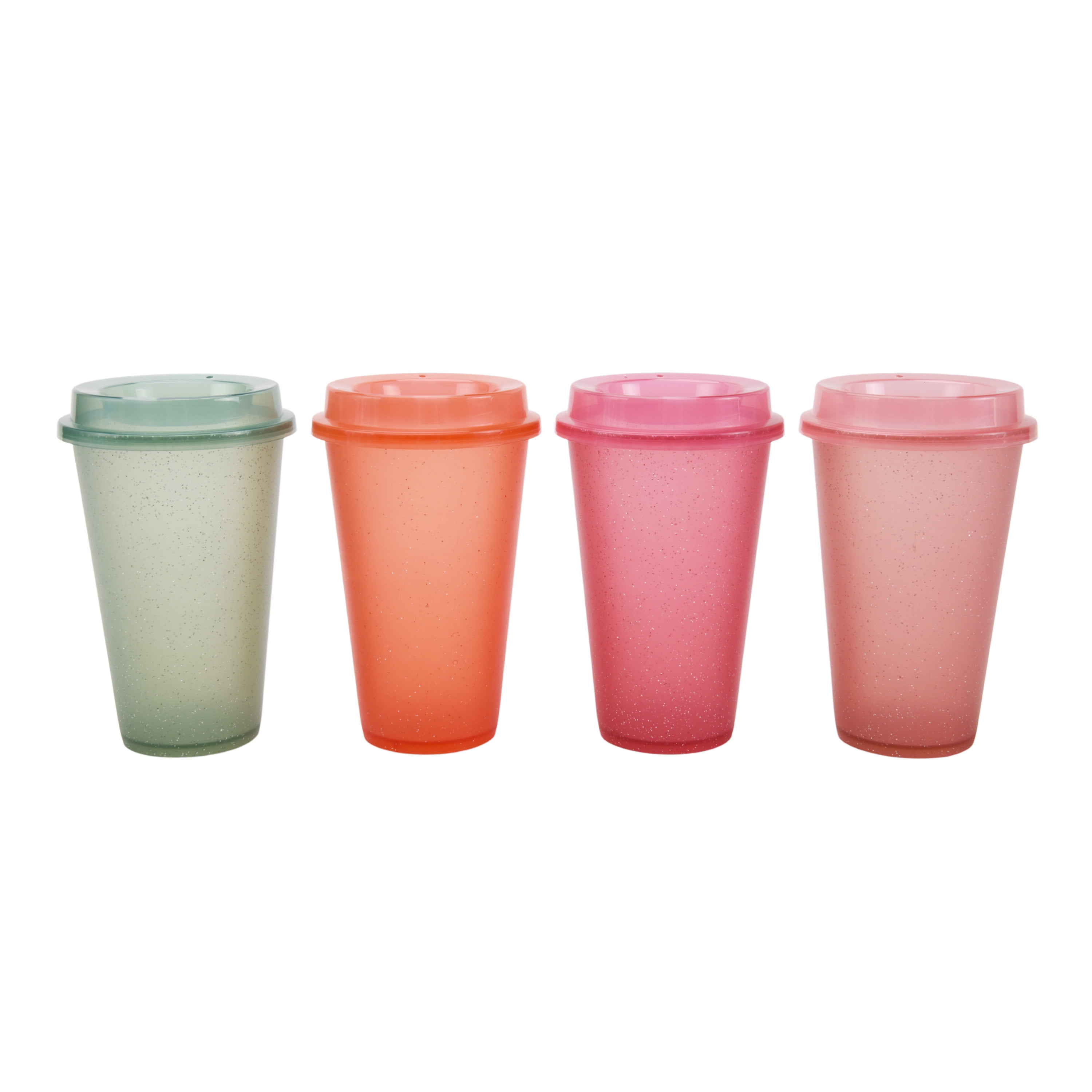 Set of 4 Bright Coloured Tumblers Stacking Mugs