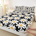 thumbnail image 3 of Feelyou Vibrant Groovy Floral Queen Sheet Sets, Rustic Farmhouse Botanical Flat Sheet, Teen Kid Child Queen Fitted Sheet, Breathable Home Decor, 4-Piece, 3 of 7