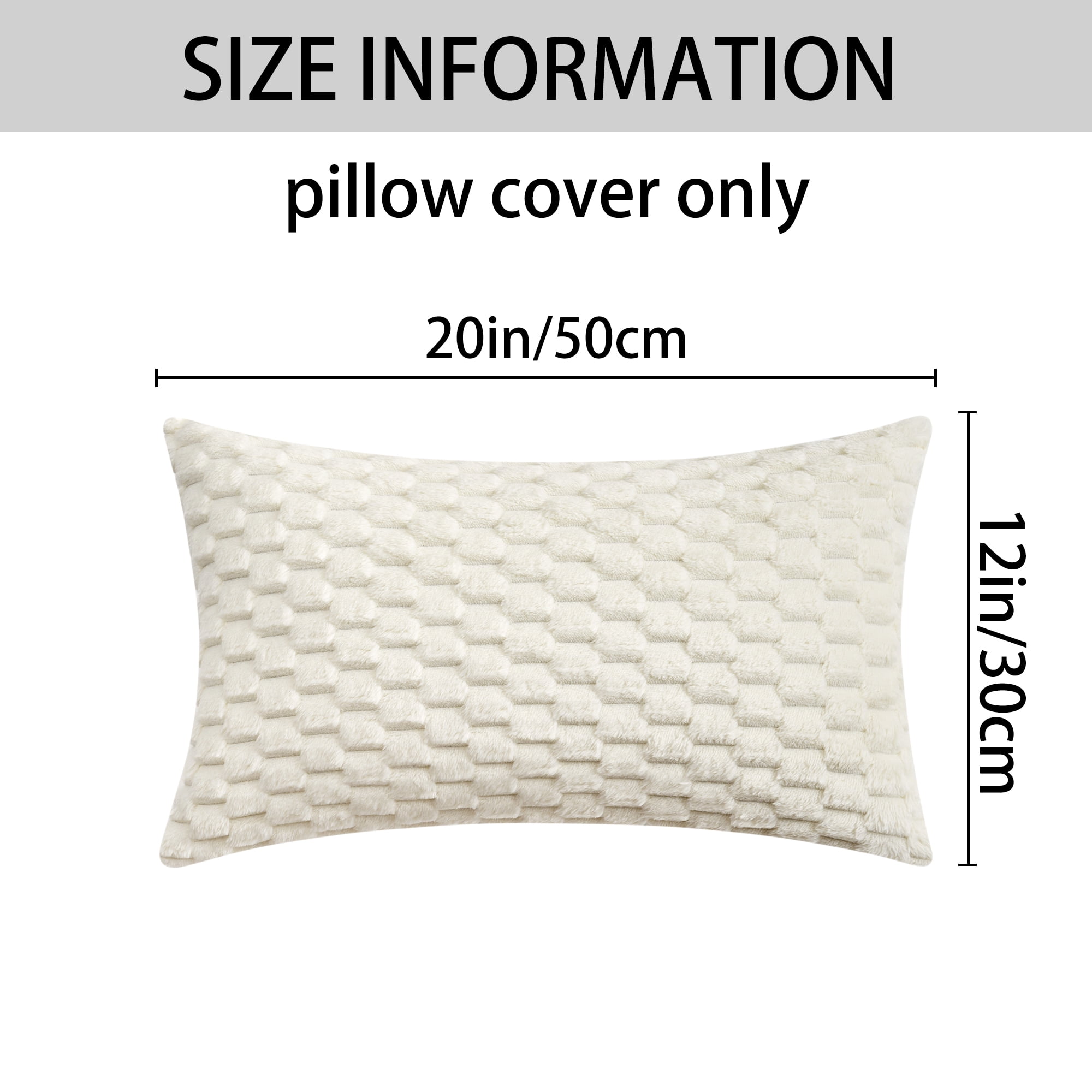 Unique Bargains 4 Pcs Pack of 4 Soft Fuzzy Plush Cushion Cover White 12" x 20"/22" x 22"