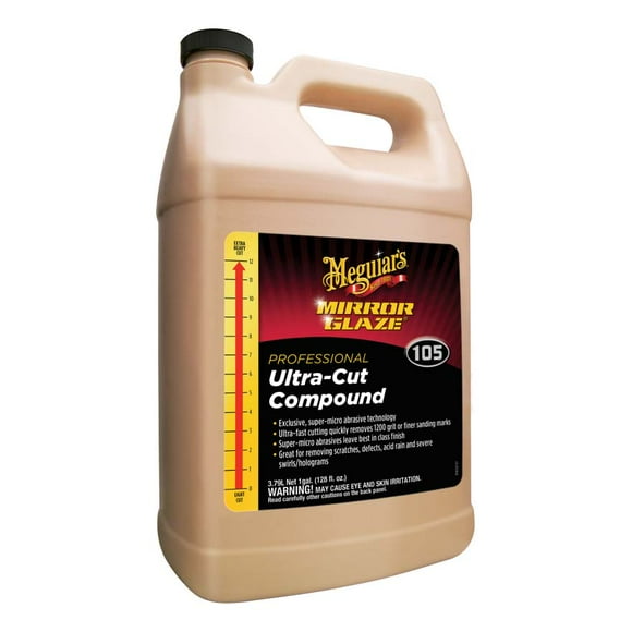 Meguiars Polishing Compound M10501 Mirror Glaze; Removes Light Swirls and Adds Gloss Clarity; Ultra Cut Compound; Liquid; 1 Gallon Jug; Single