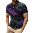 thumbnail image 4 of WREESH Men's Graphic Henley Shirts Casual Business Short Sleeve Shirt in Athletic Style with Trendy Printed Patterns Purple, 4 of 5