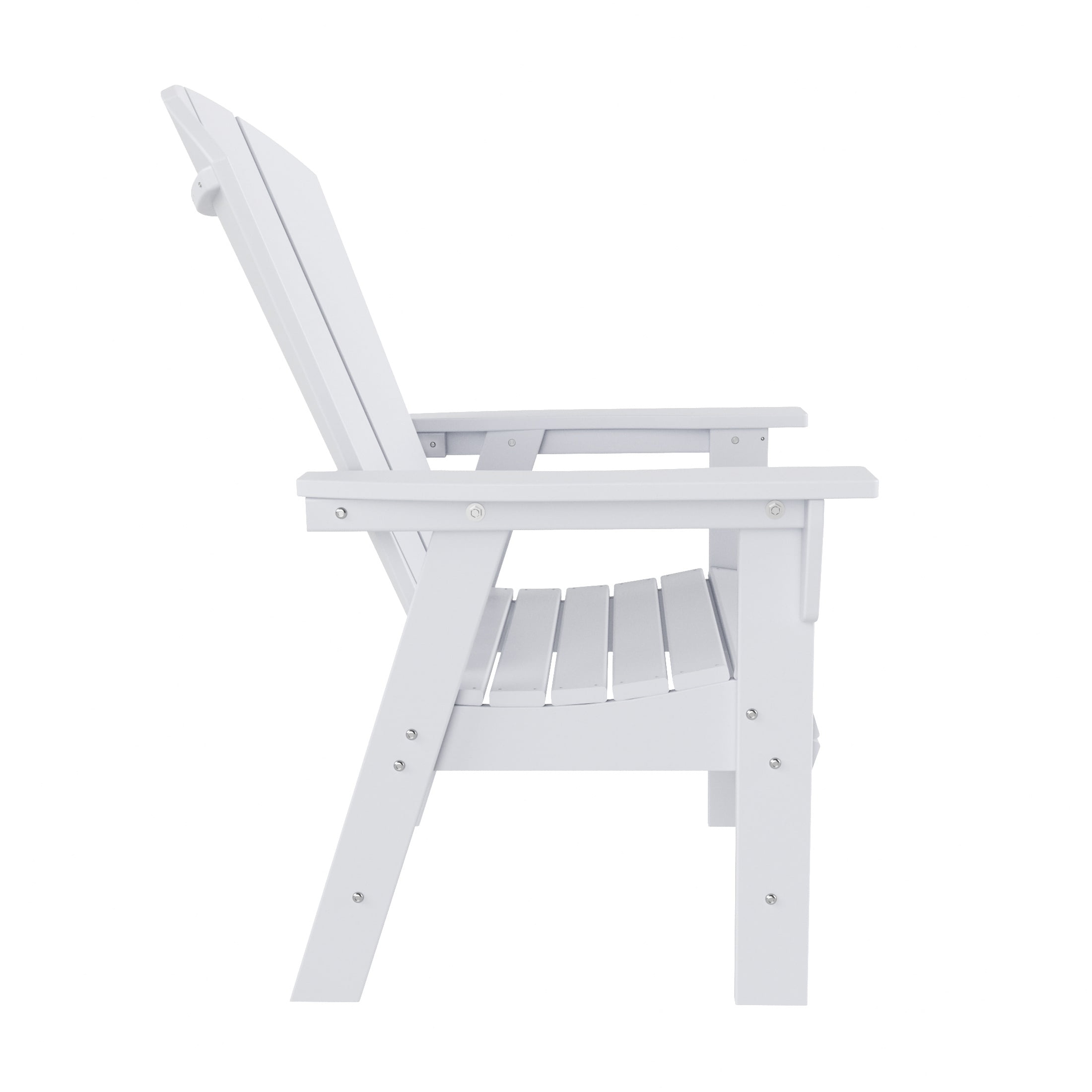 WestinTrends Malibu 7 Piece Adirondack Outdoor Dining Set, All Weather Poly Lumber Patio Table and Chairs Furniture Set, 71" Trestle Dining Table and 6 Adirondack Dining Chair, White