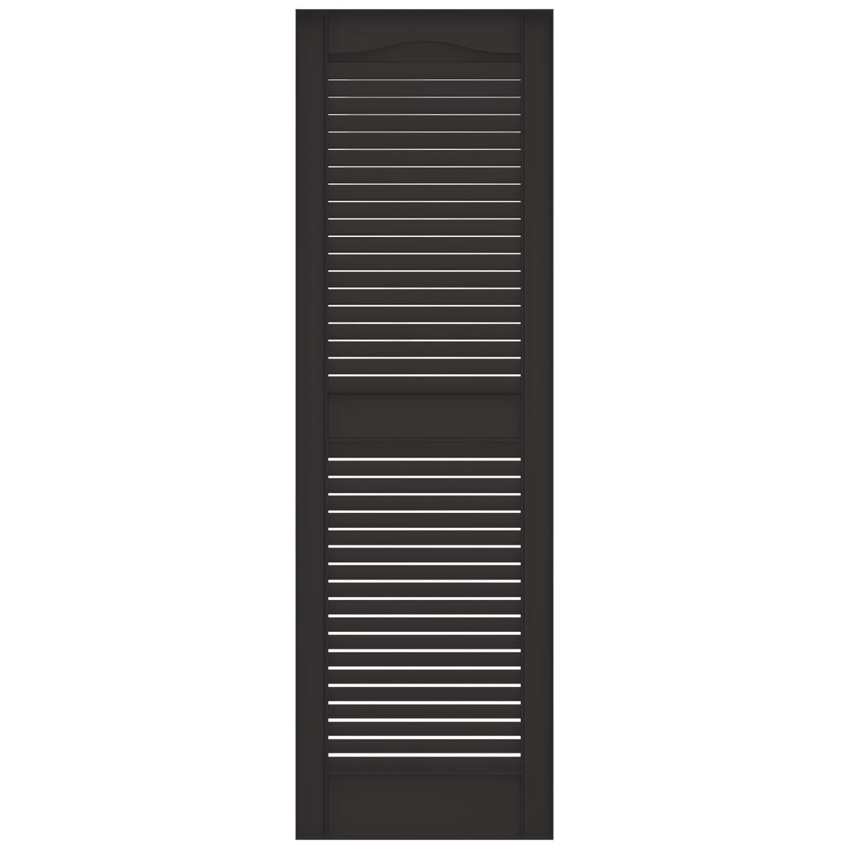 Ekena Millwork 12 in. W x 64 in. H Builders Edge, Standard Cathedral Top Center Mullion, Open Louver Shutters, Includes Matching Installation Spikes (Per Pair), 010 - Musket Brown