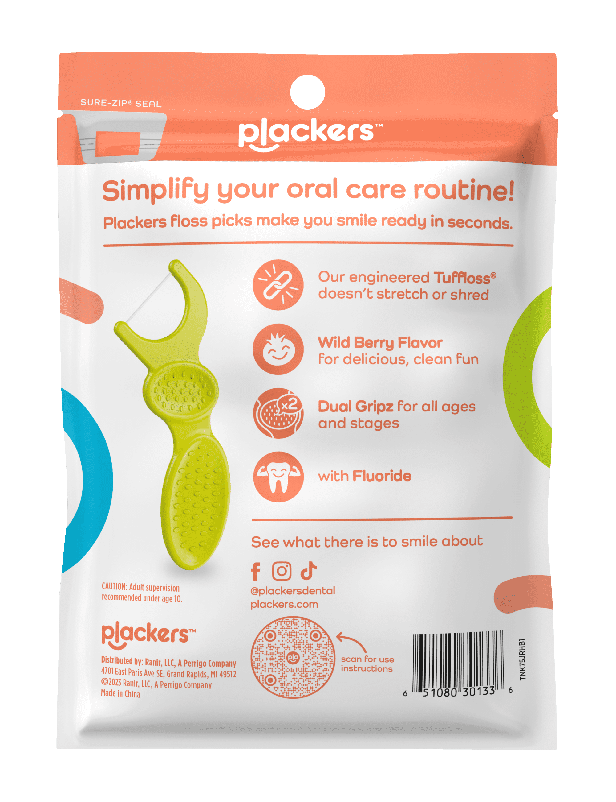 Plackers Kids Dual Gripz Floss Picks with Double Grip Handle