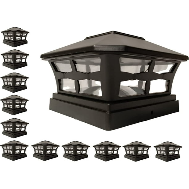 12 Pack Solar 5X5" Fence Post Cap Light with One LED Bulbs BLACK Garden