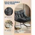 thumbnail image 4 of Papasan Rocking Chair, Outdoor Patio Rocking Chairs with Thick Cushion and Removable Side Pockets, Oversized Rocker Egg Chair for Bedroom, Porch, Garden (Gray, 43.3"D x 36.22"W x 24.8"H), 4 of 6