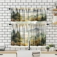 thumbnail image 4 of Forest Kitchen Valance Curtain, Watercolor Style Nature Woodland Green Forest Mountain Plant Pattern Window Treatment Rod Pocket Drapes for Bedroom Office Living Room Cafe Decor 54x18inch, 4 of 5
