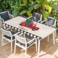 thumbnail image 2 of Valentine's Day Table Cloths for 5 Foot Rectangle Tables, Red Loves Truck Romantic Buffalo Plaid Beige Patio Waterproof Elastic Fitted Tablecloths, Washable Rectangular Table Cover for Camping, 2 of 8