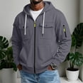 thumbnail image 3 of Rvwovn Men's Zip Up Hooded Jacket Utility Multi-Pocket Casual Fall Winter Outerwear Sizes S-3X, 3 of 7
