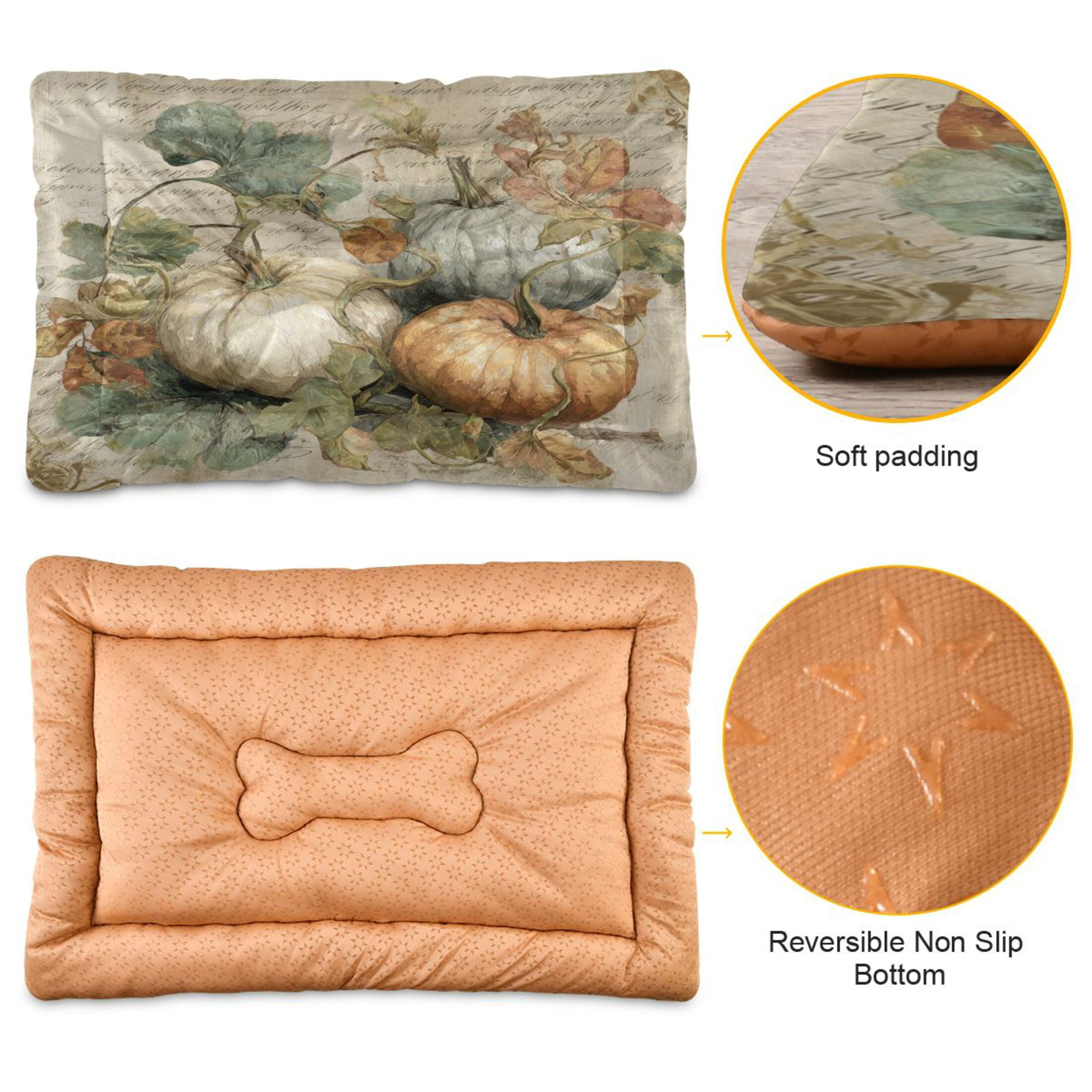Qxltty Fall Pumpkin Maple Leaf Ped Pad Wear-resistant and Hard to Bite Through Sleeping Pad for Small Medium Large Dogs Winter Pet Bed 36×24in