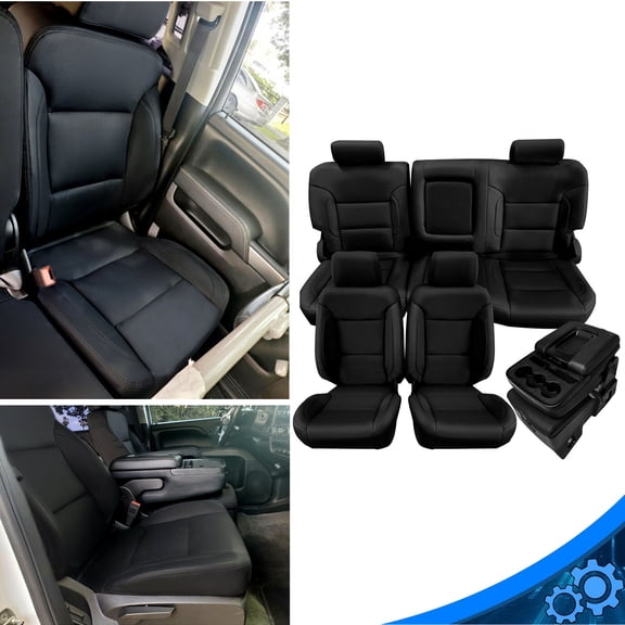 For 2014-2018 Silverado Crew Cab LT Black Seat Covers Set Replacement