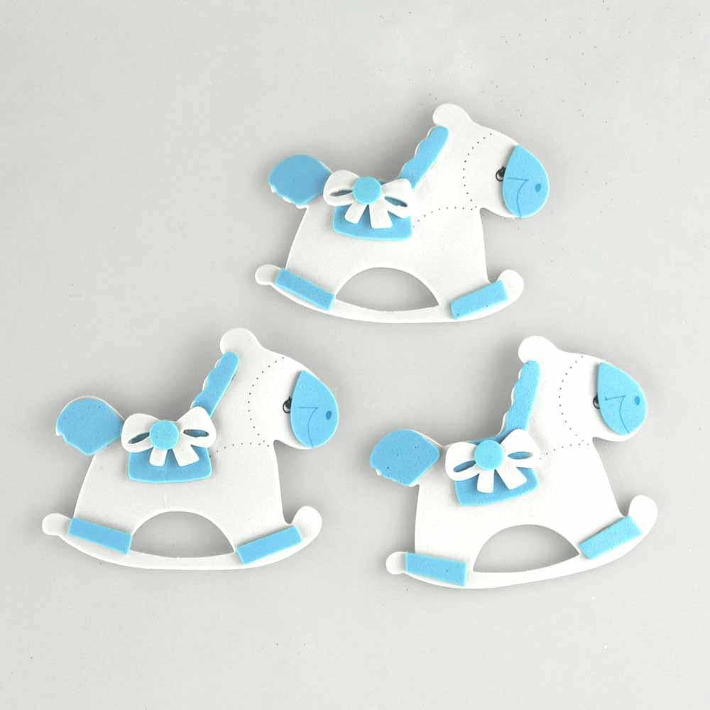 Baby Rocking Horse Foam Decor, 2-1/2-Inch, 3-Piece, Light Blue ...