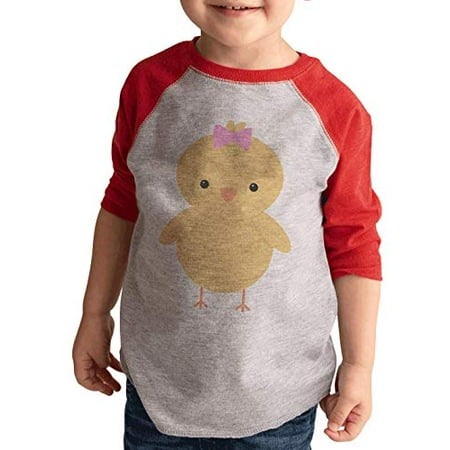 

7 ate 9 Apparel Girls Easter Chick Happy Easter Red Raglan