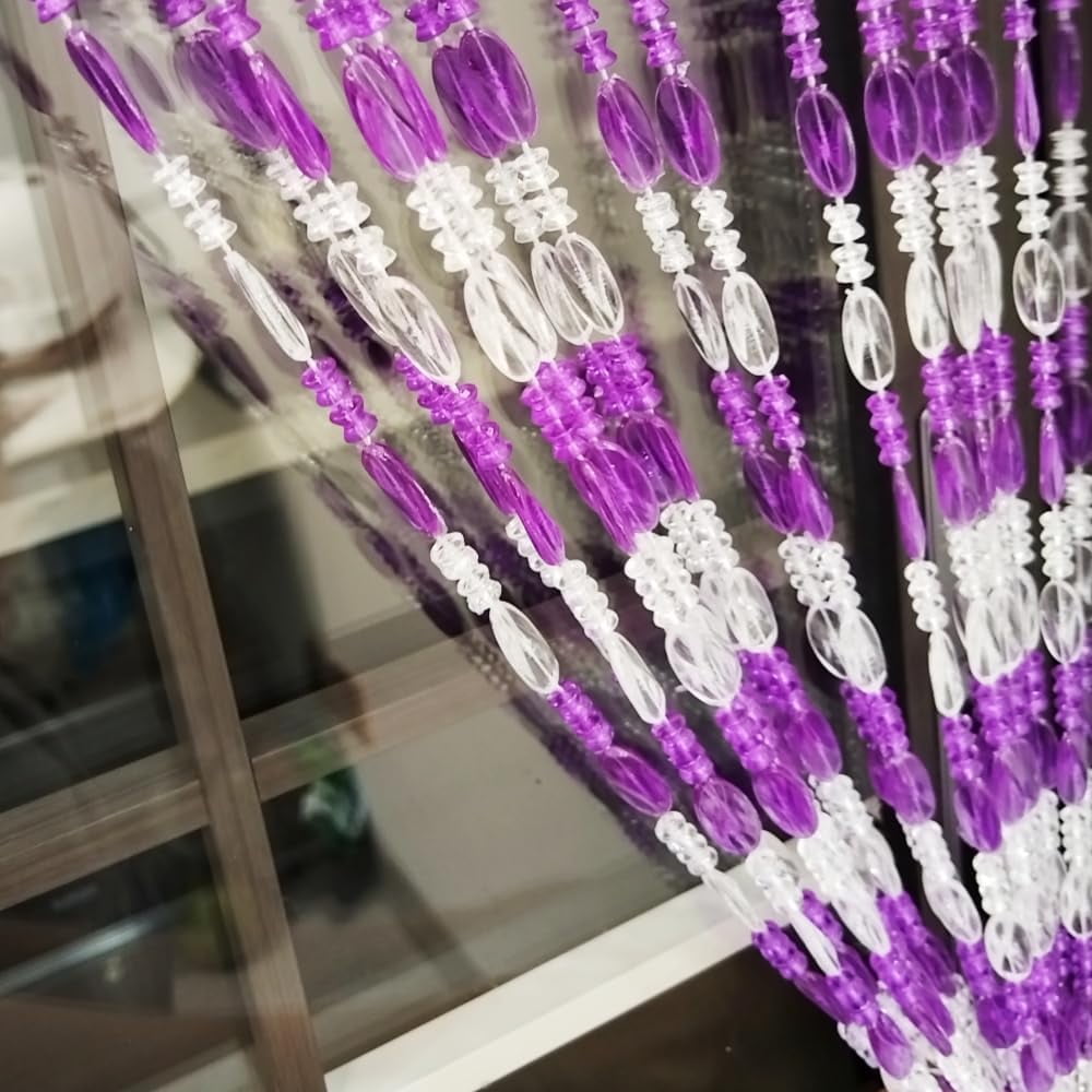split Beaded Curtain Doorways Acrylic Hanging Door Beads String Curtains Tassel Room Divider Screen Decor for Doorway Window Living Room Wedding (1, Purple, 39 inch x 78.7 inch), ES041