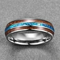 thumbnail image 4 of Vakki Hawaiian Koa Wood Tungsten Rings Blue Center Wedding Bands for Men Women 6mm, 4 of 5