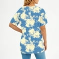 thumbnail image 3 of JTZGDY Short Sleeve V Neck Tops for Women Cute Summer Floral Printed Oversized Tunic Blouse Dressy Casual Basic Workout Tees Shirt Blue#01 XXL, 3 of 9