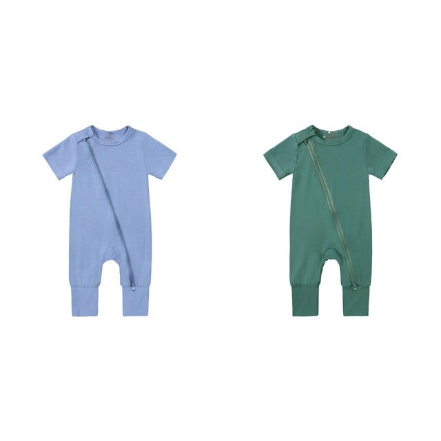 (2-Pack) Rinsvye Newborn infant Baby Rompers infant Rompers Girl Footless Pajamas Zipper Short Twin Clothes Girls Sleeve Sleeper Jumpsuit