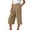 Khaki, variant on Ruimatai Women's High Waisted Pleated Wide Leg Button Fly Cropped Capri Pants with Side Pockets for Office Casual Daily Summer Wear