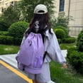 thumbnail image 3 of Drawstring Gym Backpack Sports Bag with Shoe Compartment Racket Pocket Lightweight Daypack for Badminton Tennis Basketball Fitness, 3 of 8