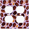 thumbnail image 2 of Metal Light Switch Wall Plate Outlet Cover (Coffee Mocha Espresso Bean Chocolate Caramel Heart Drip Love Purple - Double Duplex), 2 of 2