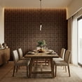 thumbnail image 4 of Fahomiss Modern Curved Acoustic Wood Slat Wall Panels 4-Pack 24"x24", Walnut 3D Tiles, 4 of 10