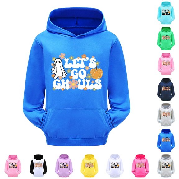 WhouRiu Girls Halloween Graphic Pullover Hoodies Kids Fall Hooded Sweatshirts With Pockets