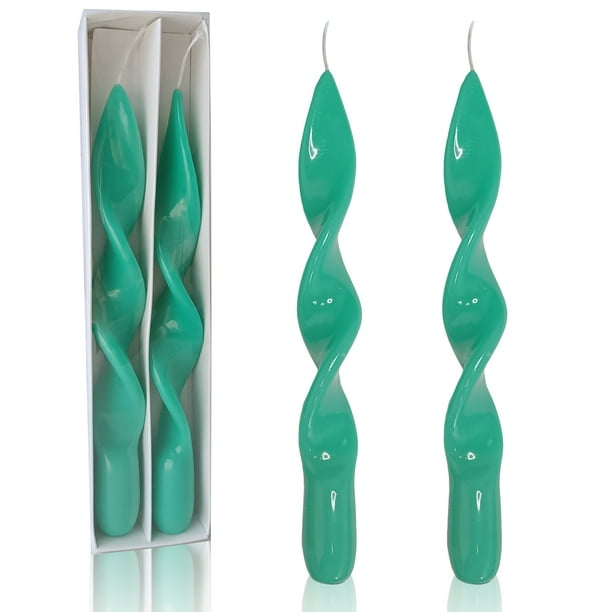FCMSHAMD 8.8'' Green Taper Candles Unscented Dripless (2 Pack