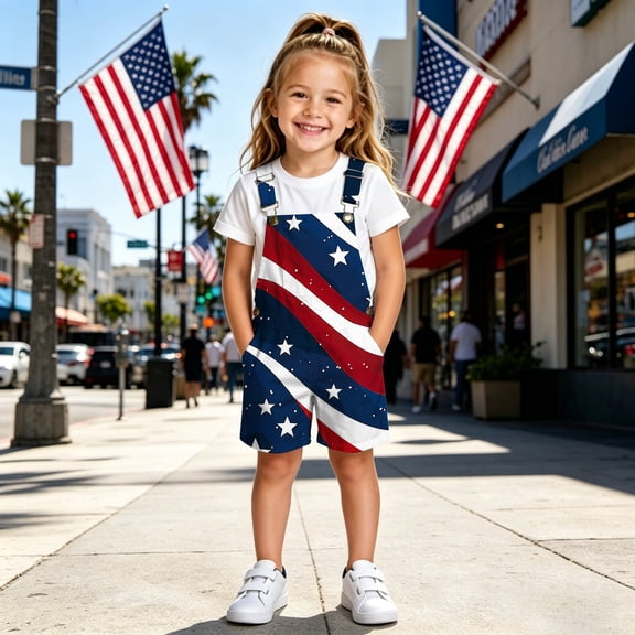 Girls PantsIndependence Day Print Shorts for Everyday Wear Casual and Comfortable Elastic Waist Suitable for Spring Summer